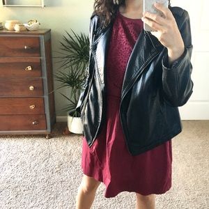 LOFT burgundy eyelet shift dress